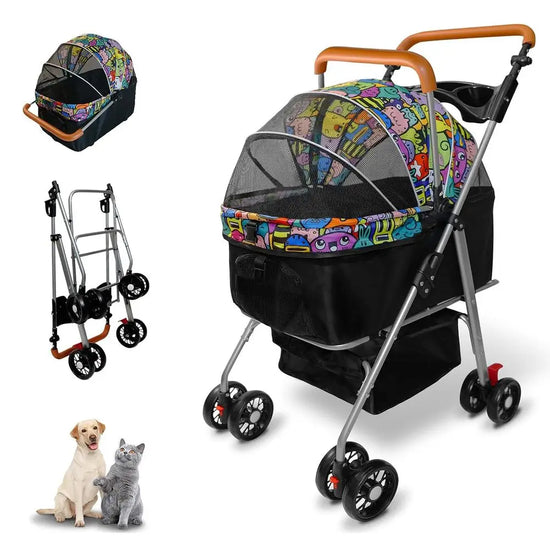 3-in-1 Foldable Pet Stroller with Storage