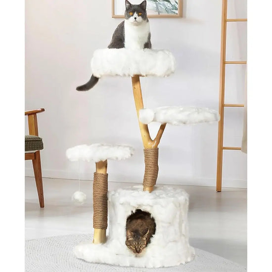 Elegant White Cat Tree Tower