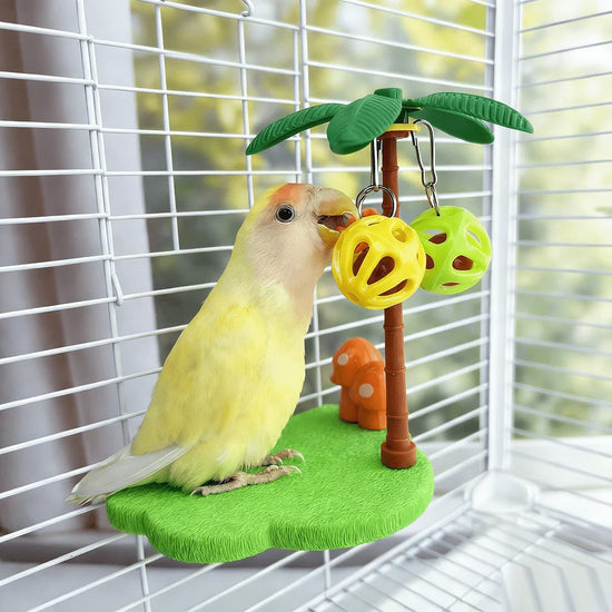 Cloud Palm Tree Shape Bird Perch with Bell