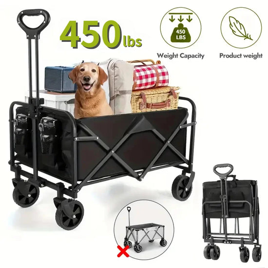 Foldable Wagon, Heavy Duty Foldable Utility Garden Wagon with Terrain Car storage car Wheels