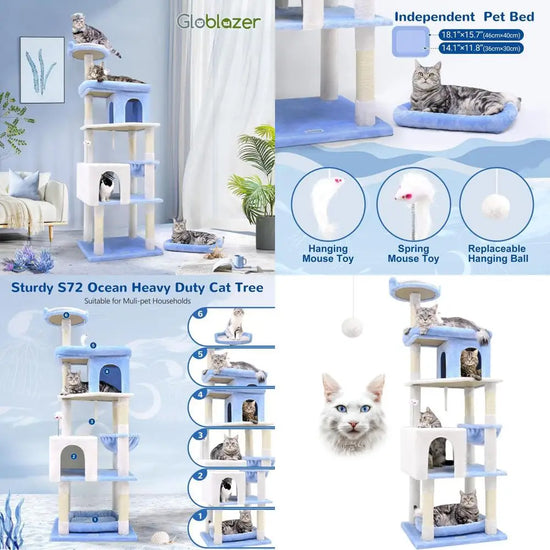 Sturdy 72" Maine Coon-Sized Cat Tree