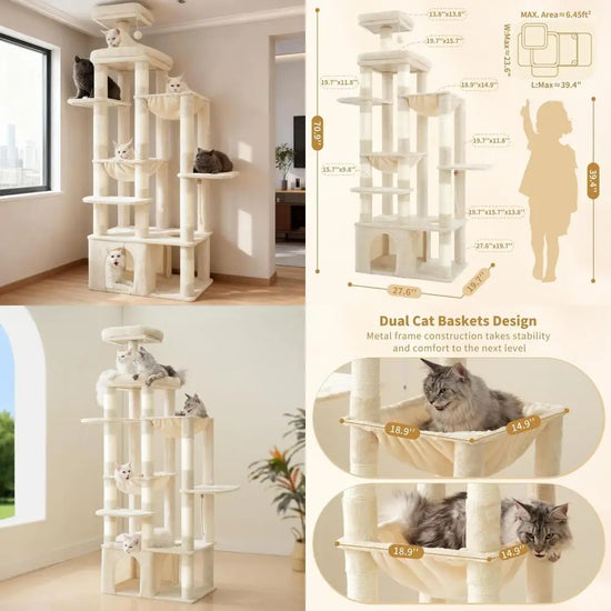 High Maine Coon Cat Tower with Large Base