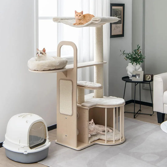 Wood Cat Tree for Indoor Cats