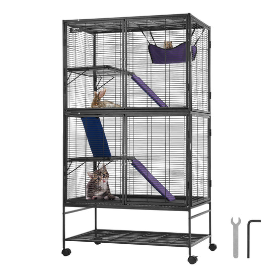 SucceBuy 64.6" Rolling Metal Ferret Cage